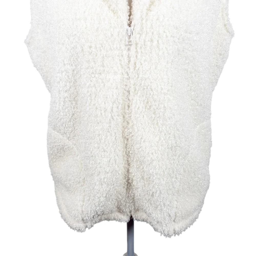 J. Jill Sherpa Vest Cream Ivory Teddy Fleece Full Zip Cozy Chic Jacket Size L